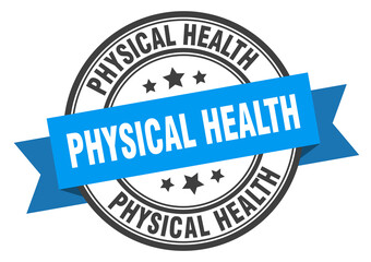 physical health label sign. round stamp. band. ribbon