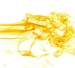 Yellow smoke on white background