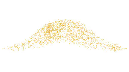 Horizontal wave decor sprinkled with crumbs golden texture. Background Gold dust on a white background. Sand particles grain or sand. Vector backdrop golden path pieces grunge for design illustration