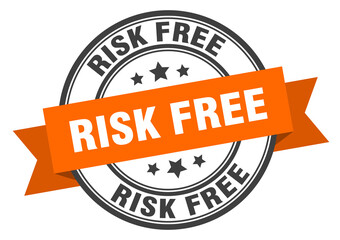 Fototapeta premium risk free label sign. round stamp. band. ribbon