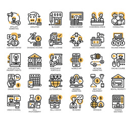 Set of passive income thin line and pixel perfect icons for any web and app project.