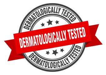 Fototapeta premium dermatologically tested label sign. round stamp. band. ribbon