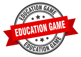 education game label sign. round stamp. band. ribbon