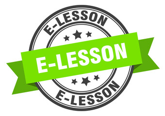 e-lesson label sign. round stamp. band. ribbon