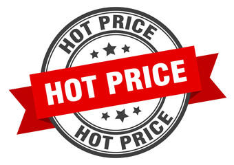 hot price label sign. round stamp. band. ribbon