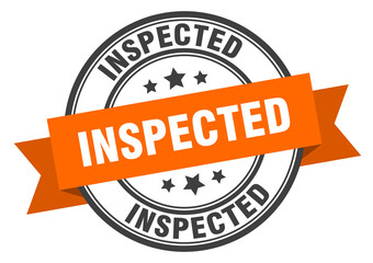 Fototapeta premium inspected label sign. round stamp. band. ribbon