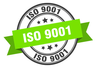 iso 9001 label sign. round stamp. band. ribbon