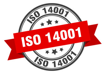Obraz premium iso 14001 label sign. round stamp. band. ribbon