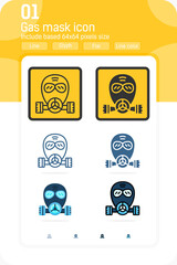 gas mask premium icon with multiple style isolated on white background. Vector symbol concept design template for web design and apps, medical, UI, UX and all project. Include 64x64 pixel perfect