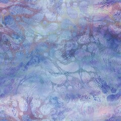 Obraz premium Shiny damask pattern on wavy satin like material. High quality illustration. Graceful smooth fluid background design with classic damask hand drawn pattern overlay. Vivid glowing trendy backdrop.