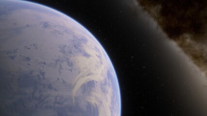 Plakat alien planet in space, science fiction landscape, 3d render