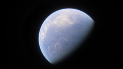 alien planet in space, science fiction landscape, 3d render