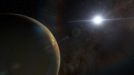 Fototapeta na wymiar alien planet in space, science fiction landscape, 3d render