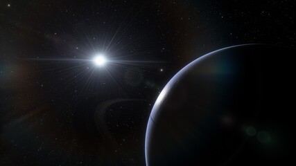 Obraz na płótnie Canvas alien planet in space, science fiction landscape, 3d render