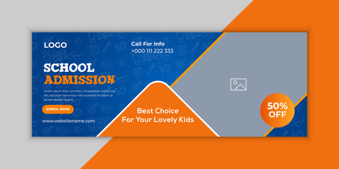 School admission facebook cover page design - obrazy, fototapety, plakaty