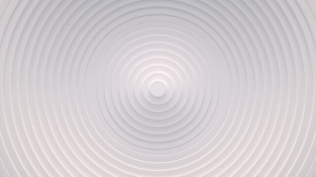 Wave from concentric circles, rings on the surface. Bright, milky radio wave abstract motion background. Seamless loop.