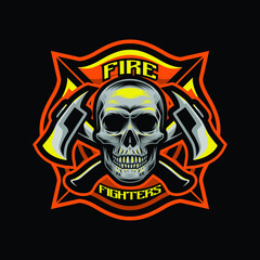 Firefighters skull mascot logo