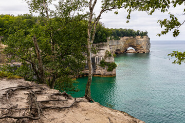 Landscape in Pictured Rocks National Lakeshore on Lake Superior in Michigan, USA