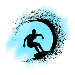 surfer on the wave vector illustration