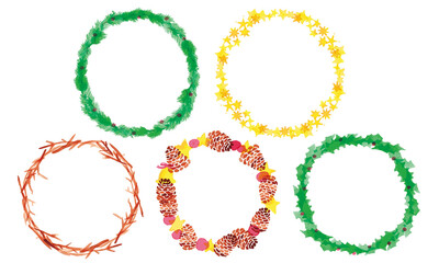 水彩タッチのリース素材