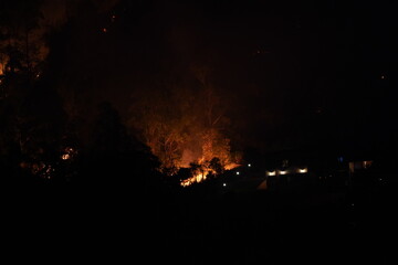 Fototapeta na wymiar Forest fire disaster in Monte Alegre do Sul, Sao Paulo, Brazil. 8 September-2020