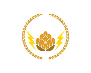 Circular wheat with hops beer and lightning