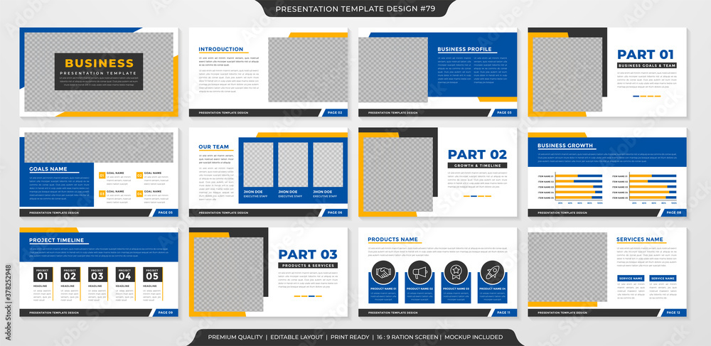 Wall mural business presentation template with clean layout and minimalist style use for business profile and p