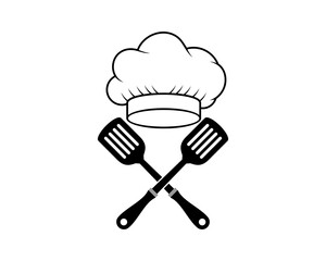 Spatula crossed with chef hat on top