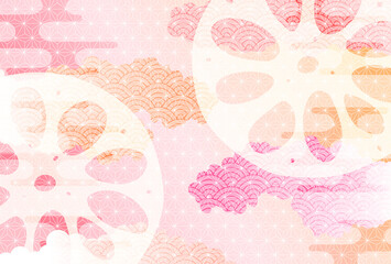 レンコン　年賀状　和柄　背景