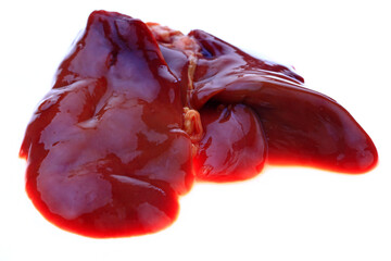 Chicken liver on a white background