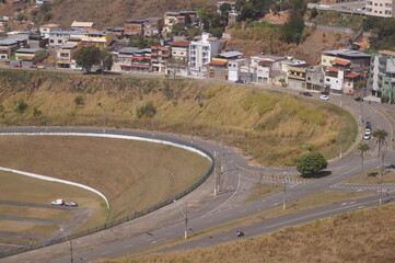 background and skyline of a city in the mountains