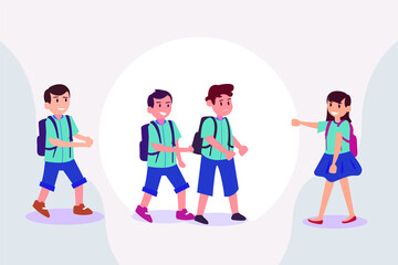 First love vector concept: Shy male student meeting a girlfriend