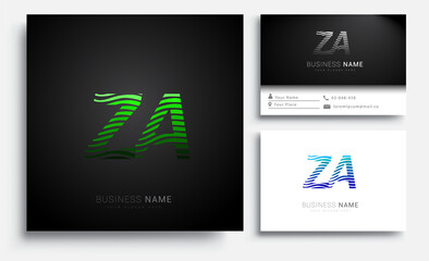 initial letter logo ZA colored green n blue with striped set, Vector logo design template elements for your business or company identity - obrazy, fototapety, plakaty