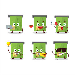 ATM card slot cartoon character with various types of business emoticons