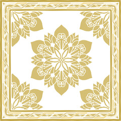 Bandana Print, silk neck scarf or kerchief square pattern design style for print on fabric, vector illustration.