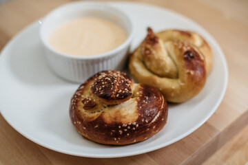 Pretzels and cheese dip
