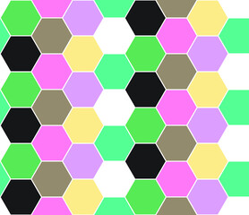 Simple hexagonal repeating pattern in  pastel pinks and greens, geometric vector illustration