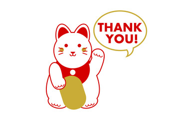 THANK YOU! と招き猫のイラスト