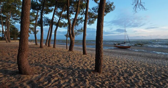 Ares, Gironde, Nouvelle Aquitaine, France. . The Saint Brice beach in the  Arcachon bassin