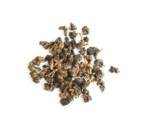 dry tea leaf isolated on white
