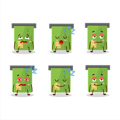 Cartoon character of atm card slot with sleepy expression