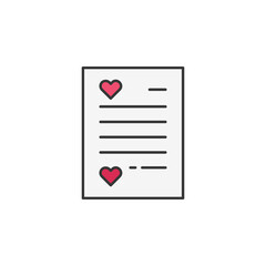 love letter friendship outline icon. Elements of friendship line icon. Signs, symbols and vectors can be used for web, logo, mobile app, UI, UX on white background