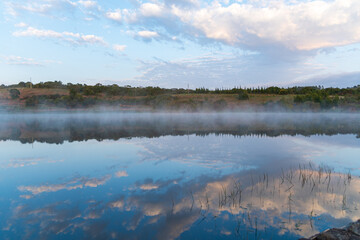 
beautiful calm lake at sunrise