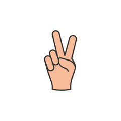 victory hand friendship outline icon. Elements of friendship line icon. Signs, symbols and vectors can be used for web, logo, mobile app, UI, UX on white background