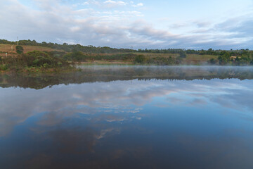 
beautiful calm lake at sunrise