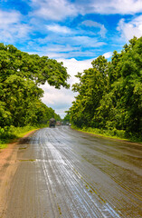 Indian Highway after a heavy Rainfall.