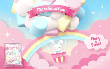 Fluffy and sweet marshmallow ads - obrazy, fototapety, plakaty