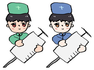 注射器と看護師セット