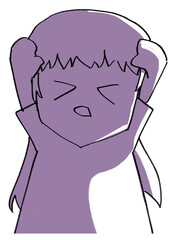 お手上げで助けを求める人物