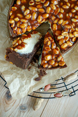 Cheesecake. Soft cottage cheese cake with nuts. High quality photo.